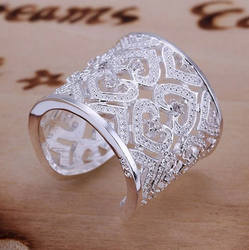 Jewelry silver plated fashion jewelry, Insets Multi Heart Ring