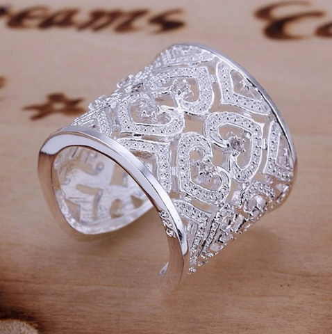 Jewelry silver plated fashion jewelry, Insets Multi Heart Ring